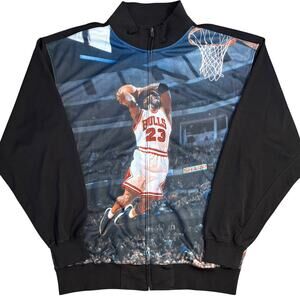 SMX Michael Jordan Bomber Jacket Y2K Chicago Bulls Basketball Black Unisex 2XL